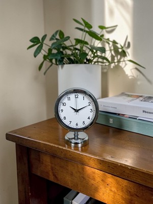 Akıllı Durak Silver Touch 25 x 20 cm Metal Krom Masa Saati