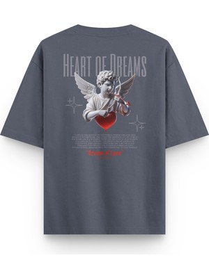 Overoz Melek Heart Of Dreams Sırt Baskılı Unisex Yarı Oversize T-Shirt 1195