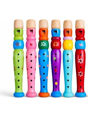 MiraLive Ahşap Renkli Flüt Küçük - 20 cm Eğitici Çocuk Müzik Aleti Enstrüman