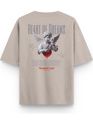Overoz Melek Heart Of Dreams Sırt Baskılı Unisex Yarı Oversize T-Shirt 1195