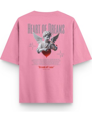 Overoz Melek Heart Of Dreams Sırt Baskılı Unisex Yarı Oversize T-Shirt 1195