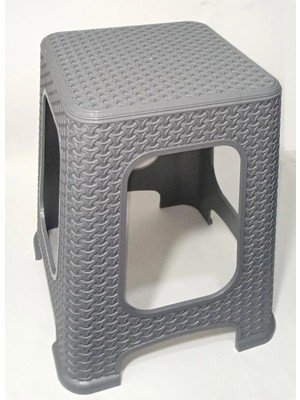 4  Adet Büyük Gri  Kir Tutmaz 45 cm Tabure Hasır Örgü Yemek Masası Oturak Alt Kuşaklı Sağla