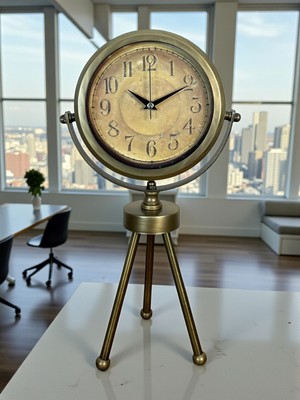 MiraLive Eskitme Vintage Üç Ayaklı Masa Saati