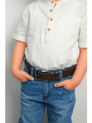 Parscraft Çocuk Kemeri %100 Hakiki Deri 3 cm Kahverengi Yumuşak Kopma Kırılma Olmaz