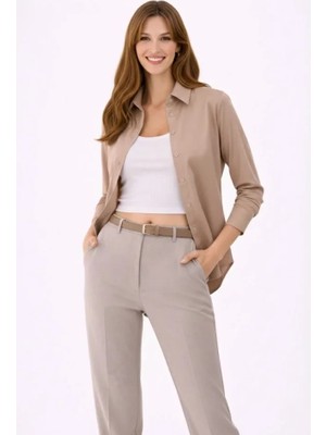 Antakya Yöresi Uzun Kollu Gömlek Düğmeli Klasik Yaka Günlük ve Ofis Şıklığına Uygun - Bej