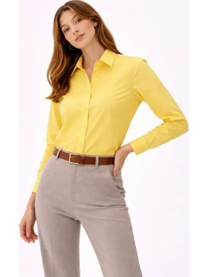 Antakya Yöresi Uzun Kollu Gömlek Düğmeli Klasik Yaka Günlük ve Ofis Şıklığına Uygun - Sarı