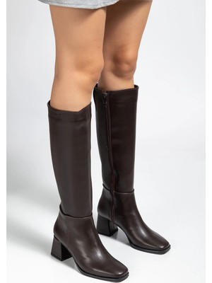 Antakya Yöresi 4804 Kahve Cilt Fermuarlı Günlük Bayan Çizme