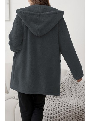 İlk El Grup Ieg™ Kadın Uzun Kollu Kapşonlu Önden Fermuarlı Cepli Welsoft Ceket