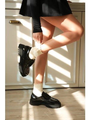 Antakya Yöresi Kb-Kx6 Kuback Kömür Rugan Bağcıklı Günlük Unisex Ayakkabı