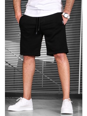 Madmext Siyah Erkek Regular Fit Şort 4842 %85 Pamuk %15 Polyester Desenli Rahat Kesim
