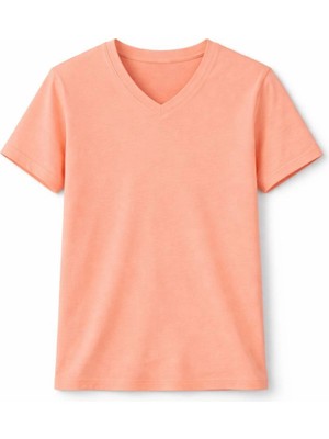 Beta Moda Hub Genç Kız Çocuk V Yaka Tişört Model - Toz Pembe