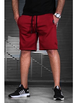 Madmext Bordo Erkek Regular Fit Şort 4842 %85 Pamuk %15 Polyester Desenli Rahat Kesim