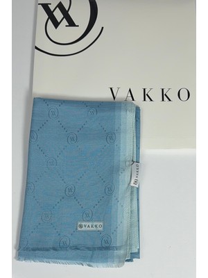 Vakko Pamuk Ipek Şal - 68 x 200 - 6356 Mavi