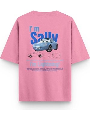 Overoz Cars Sally Araba Sırt Baskılı Yarı Oversize Unisex Tshirt 1228