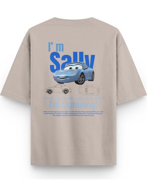 Overoz Cars Sally Araba Sırt Baskılı Yarı Oversize Unisex Tshirt 1228