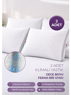 Days In Colours 2 Adet Klimalı Silikon Yastık - Daycool Serisi - 2 x 800 Gram Klimalı Kapitone Silikon Yastık