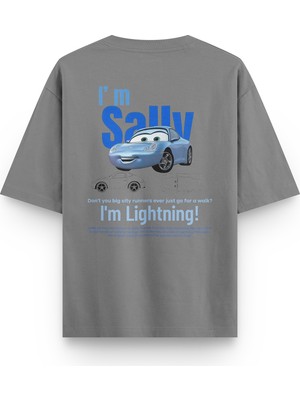 Overoz Cars Sally Araba Sırt Baskılı Yarı Oversize Unisex Tshirt 1228