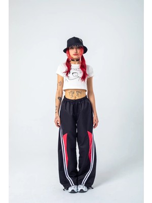 Kırmızı Bloklu Paraşüt Pantolon