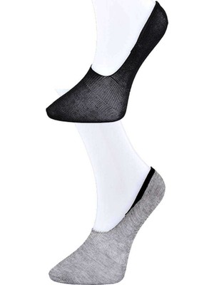 Siyah ve Gri Kadın Babet Çorap 6 Çift