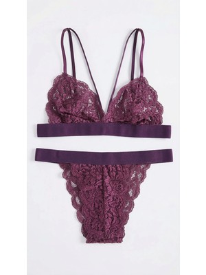 Zi Mor Dar Kalıp Velvet Aura Dantelli Sütyen Külot Takımı