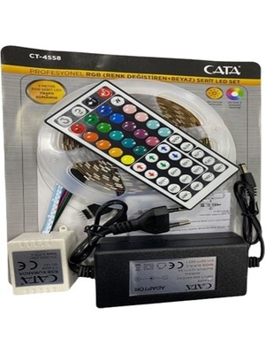Cata CT-4558 RGB Şerit LED Seti 5 mt 220 V İç Mekan Kullanımı için 15 Renkli Kumanda ile