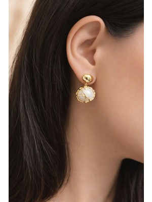 Ascera 316L Çelik Inci Görünümlü Sallantılı Küpe – Altın Renk Kararmayan Şık Kadın Küpesi