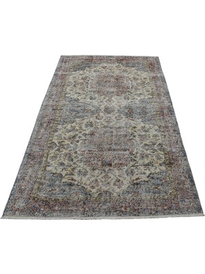 Zehra Abla Halı Vintage 4m2 El Dokuma Dekoratif Çift Göbekli Yün Halı 7156