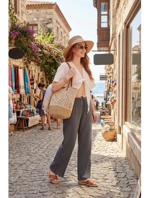 Lela Pamuklu Relaxed Fit Geniş Paça Müslim Pantolon Bayan Pantolon 668YP5502
