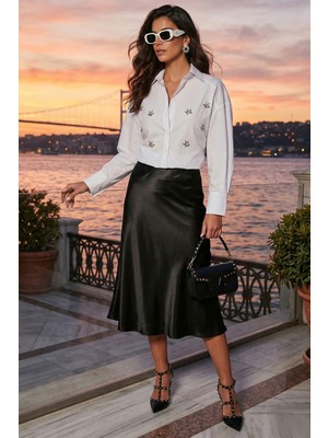 Lela Taş Detaylı Regular Fit Gömlek Bayan Gömlek 611GO00417