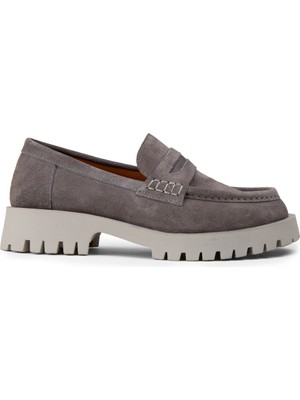Deery Kadın Hakiki Süet Gri Loafer Ayakkabı - 02034ZGRIC01