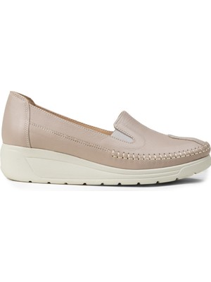 Deery Kadın Bej Hakiki Deri Dolgu Topuk Günlük Ayakkabı - N0134ZBEJC01