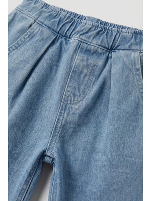 Magu Kız Çocuk Pamuklu Açık Mavi Jean Pantolon - Meyve Nakış Detaylı