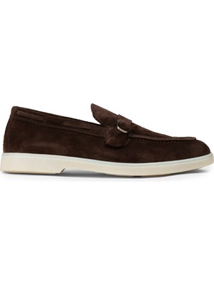 Deery Erkek Kahverengi Hakiki Süet Toka Detaylı Loafer - 02031MKHVC01
