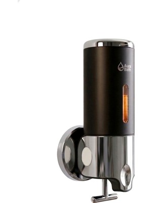 Aura Bath Duvara Monte Sıvı Sabunluk Dispenser 500 ml Şampuan Duş Jeli Sabunluk Siyah Tekli