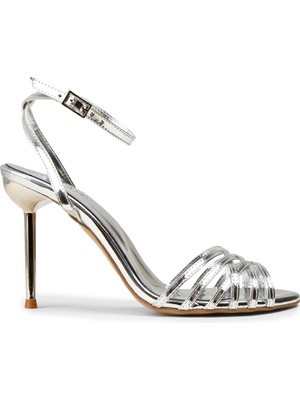 Deery Kadın Gümüş Renk Altın Topuklu Abiye Ayakkabı - K0164ZGMSM01