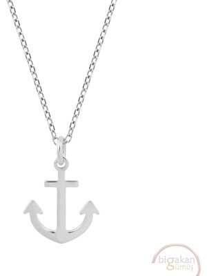 Bigakan Çapa Denizci Taşsız Model 925 Ayar Gümüş Kadın Kolye