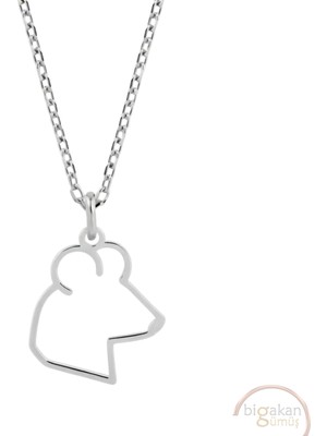 Bigakan Fare Mouse Kafası Taşsız Model 925 Ayar Gümüş Kadın Kolye