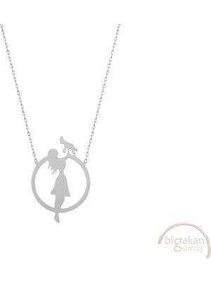 Bigakan Bebek Anne Aile Çember Taşsız Model 925 Ayar Gümüş Kadın Kolye