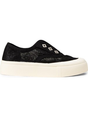 Deery Kadın Dantel Detaylı Siyah Sneaker Ayakkabı - K0523ZSYHC01