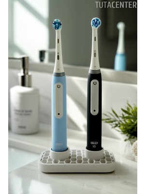 TUTACENTER Tahliyeli Elektrikli Diş Fırçası Tutucu (Şarjlı Diş Fırçası Tutucu Stand 2 Bölmeli)