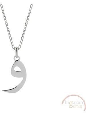 Bigakan Yatay Vav Waw Harfi Taşsız Model 925 Ayar Gümüş Kadın Kolye