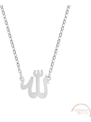 Bigakan Allah Yazsısı Taşsız Model 925 Ayar Gümüş Kadın Kolye