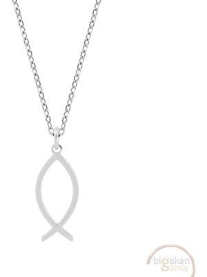 Bigakan Balık Taşsız Model 925 Ayar Gümüş Kadın Kolye