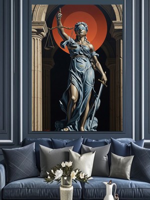 Artmeg Adalet Tanrıçası Themis Heykel Figürü Dekoratif Kanvas - Mdf Ahşap Tablo