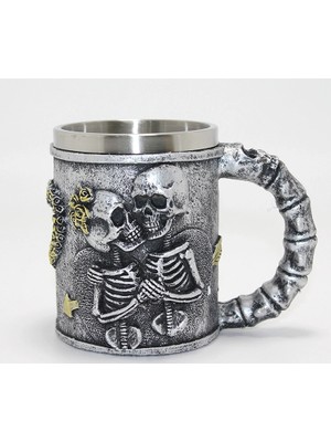 Antakya Yöresi Sonsuz Aşk Iskelet Tasarımlı 3D Kabartmalı Çelik Kupa Bardak