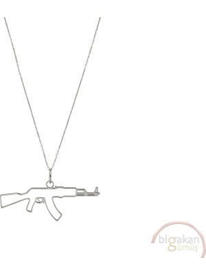 Bigakan Keleş Ak 47 Ince Zarif Taşsız Model 925 Ayar Gümüş Kadın Kolye