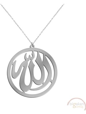 Bigakan Allah Yazısı Taşsız Model 925 Ayar Gümüş Kadın Kolye