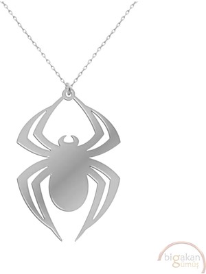Bigakan Örümcek Adam Sembölü Taşsız Model 925 Ayar Gümüş Kadın Kolye