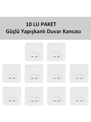 Lataris Süper Güçlü Kendinden Yapışkanlı Banyo Askısı Duş Rafı Kancası 10 Adet