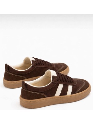 RoseVeno Kadın Kahverengi Süet Retro Sneaker Samba Günlük Rahat Spor Ayakkabı Yeni Sezon